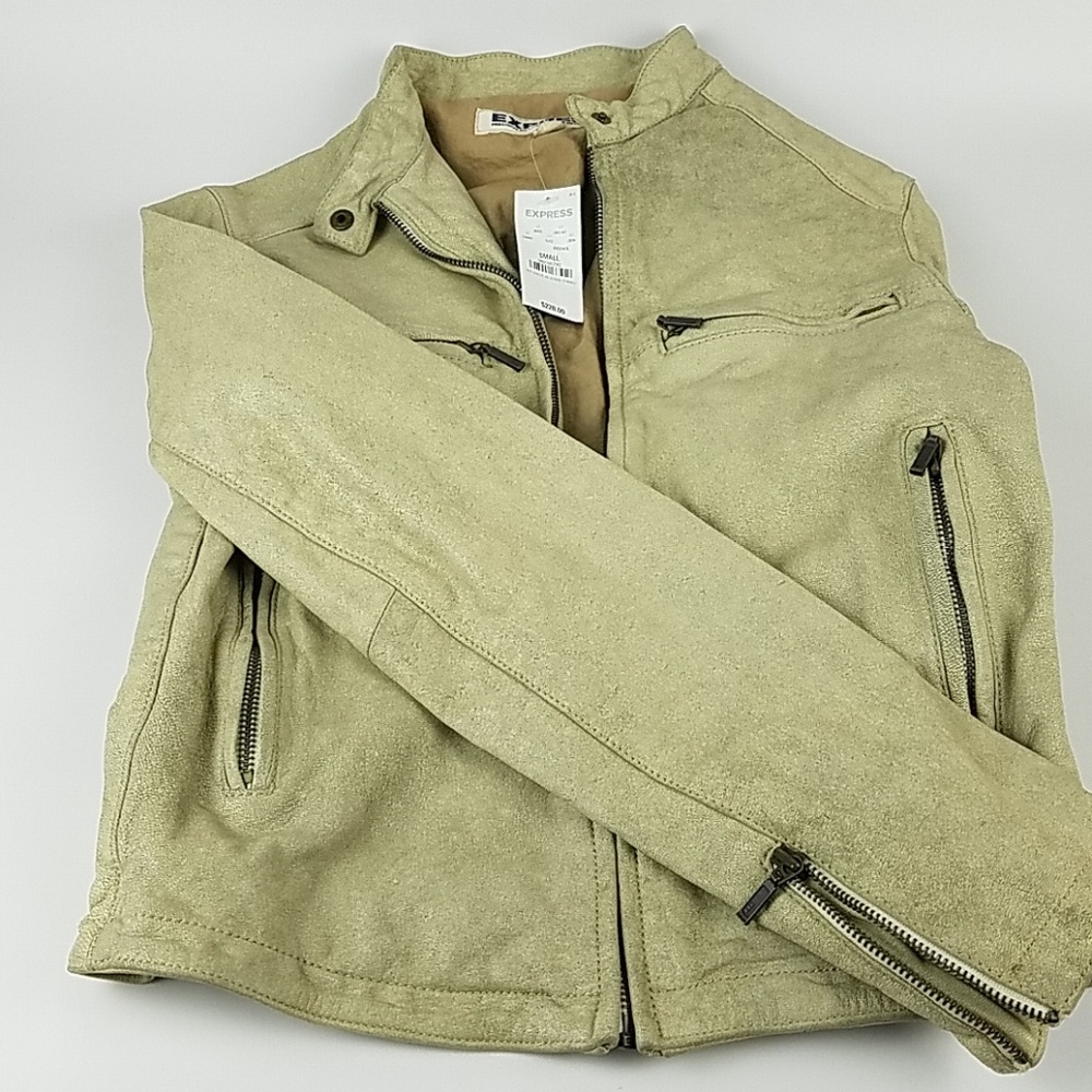 Express Cream Distress Cropped MC Jacket size 2